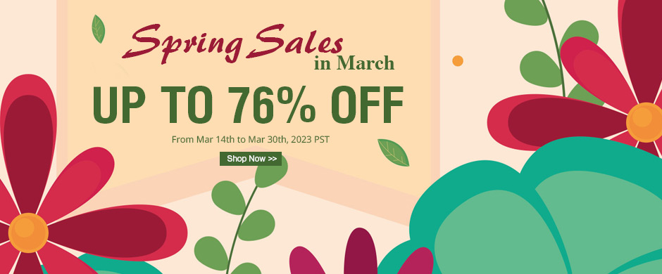 Spring Sales in March   Up to 76% OFF