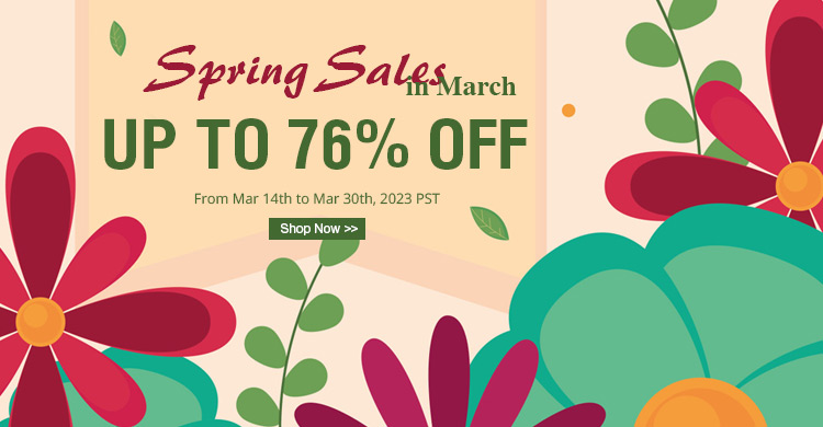 Spring Sales in March   Up to 76% OFF